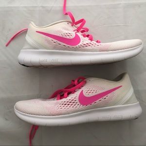 Women’s Nike Free RN Pink and White Size 8
